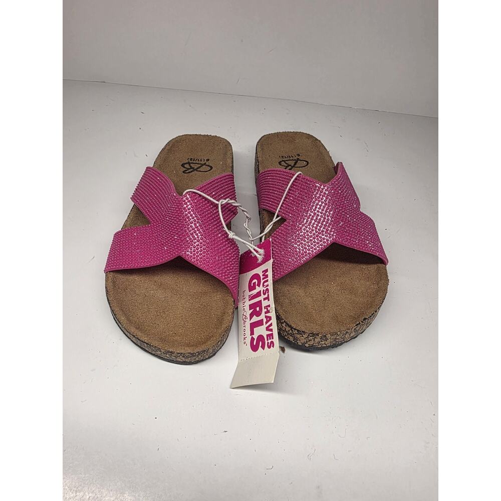 NWT Bobbie Brooks Girls Must Have Pink Sparkle Sandal Flip Flops Size S 11/12